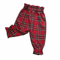 Red Royal Stewart Tartan Girl's Baby's Trousers image 3