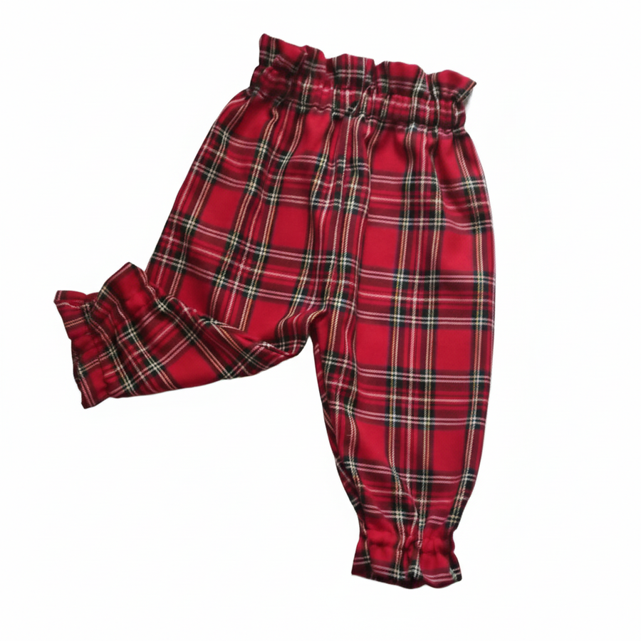 Red Royal Stewart Tartan Girl's Baby's Trousers