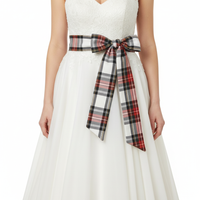 Women's White Tartan Sash, Tartan Plaid Sashes, Belt, Wedding image 3