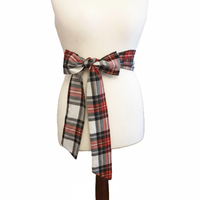 Women's White Tartan Sash, Tartan Plaid Sashes, Belt, Wedding image 5
